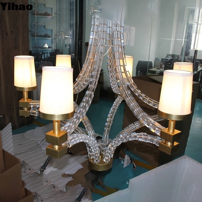 Αγορά Handmade Brass 6-Light Chandelier with White Fabric Shades σε απευθείας σύνδεση κατασκευή