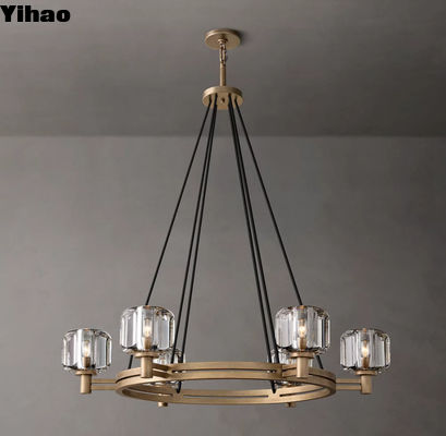 Χρυσαφένιο γυαλί Custom Made Chandelier Demaret Βιντέιζ Round Chandelier 36'