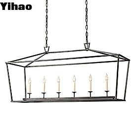 Βιντέιζ ασημένιο αγροτικό πολυέλαιο με E12/Candelabra Bulb Base Αρχαίο χάλκινο φινίρισμα