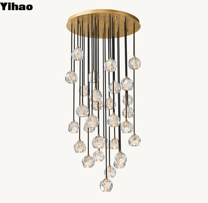 Boule De Cristal Clear Glass Round Cluster Custom Made Chandelier 30' με φινίρισμα βίντεζ
