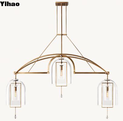 Αμερικάνικο στυλ Fulcrum Linear Brass Chandelier με Vintage Brass Φινίρισμα 48,2 kg