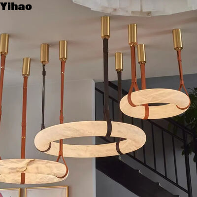 Μοντέρνο φωτιστικό οροφής LED με δαχτυλίδι από μάρμαρο και προσαρμόσιμη θερμοκρασία χρώματος, διάρκεια ζωής 50000 ώρες, φωτιστικό από αλάβαστρο και ορείχαλκο για μοντέρνο, απλό, πολυτελές στυλ